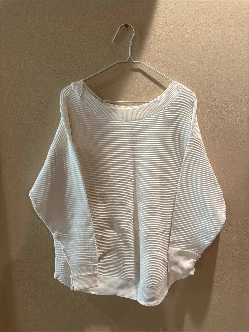 aerie Off-the-Shoulder Ribbed Sweater in Cream